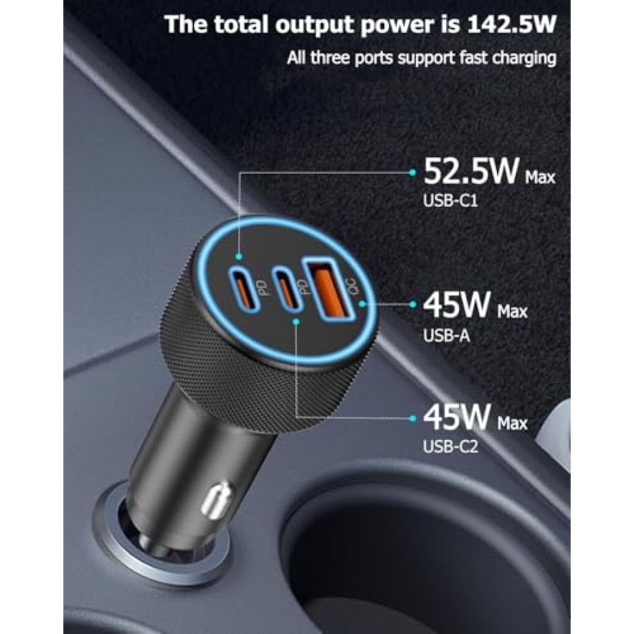 142.5W Car Charger Super Fast  - đánh giá và giá Car Accessories Qc